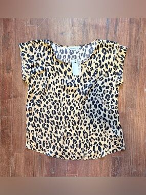 NWT Nine West Animal Print Satin Top - Small